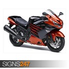 KAWASAKI NINJA ZX14R poster featuring orange bike in various poster sizes