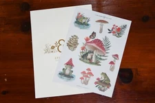 Archer & Olive Mushroom Monarch Spring Sticker Sheet Journaling ONE sheet Frogs
