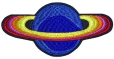 Cute Space Blue Planet Colorful Rings Explorer Outer Journey Sew Iron on Patch B