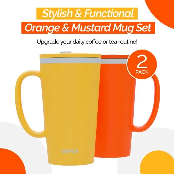 Copco Cone Desk Mug, Set of 2 - Orange & Mustard - Image 2 of 4