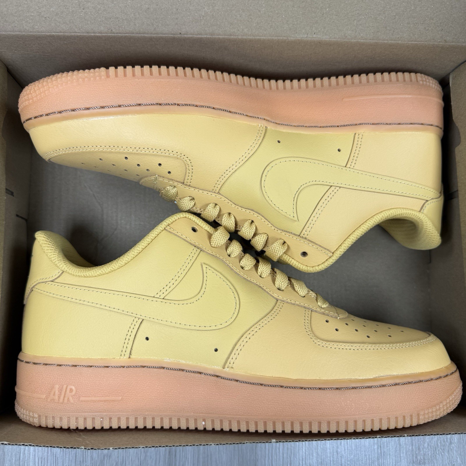 Nike Air Force 1 Low ID Size UK 7 Wheat Beige Gum Trainers CT7875-994