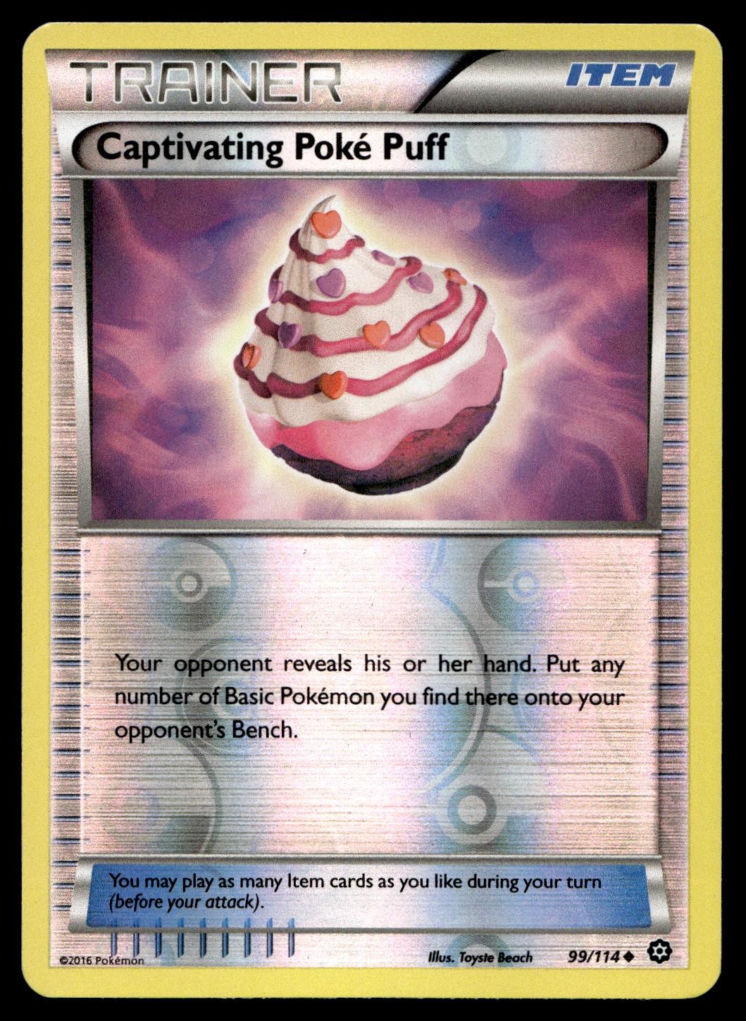 Cautivating Poke Puff 99/114 Steam Siege Pokemon Holograma Inverso Casi Nuevo Cautivador