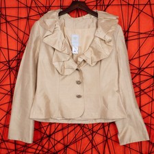 PAULE VASSEUR Women's 100% Silk Antique Audrey French Blazer Jacket Size 42 L-XL