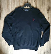 Polo Ralph Lauren Sweater Men's XL Navy Blue Pima Cotton Crewneck Logo