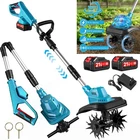 For Makita Cordless Rotary Tiller Motor Hoe Garden Tiller Cultivator Foldable with 2x Battery