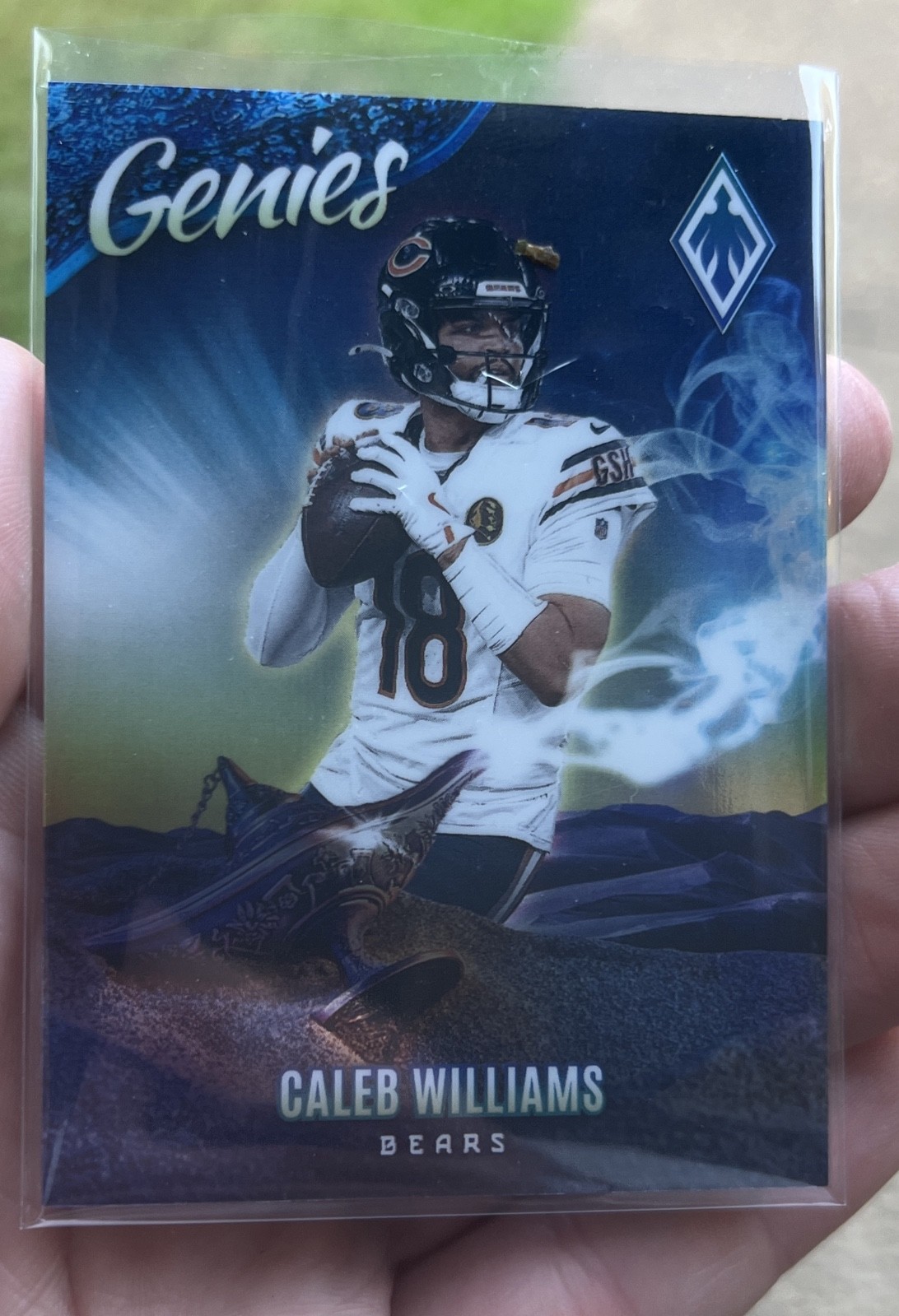 Caleb Williams #1 Football Cards 2025 Panini Phoenix Genies trading card — raw and PSA graded price guide
