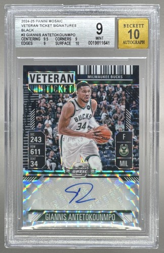 Giannis Antetokounmpo 2024 Panini Mosaic Black Contenders Auto 1/1 BGS 9/10