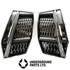 AUDI S4 B9 FOG GRILLES ALL GLOSS BLACK FRONT BUMPER LOWER LEFT RIGHT SIDE COVERS
