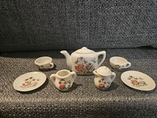 Vintage Miniature Japanese Tea Set Little Girl Watering Flowers Tea For 2