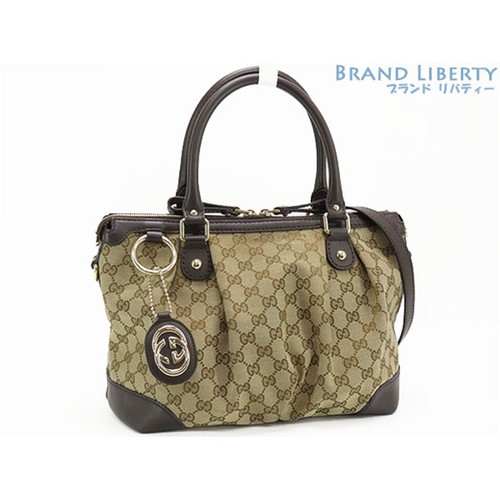 Gucci Suki GG Canvas 2 way Handbag Mini Boston Bag Shoulder Beige Used LIBR-0