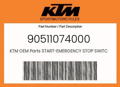 KTM Genuine Start-Emergency Stop Switch - 90511074000