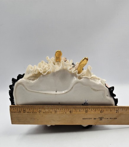 Vintage Dresden Porcelain Lace Ballerina Seated Figurine Germany READ - Picture 14 of 16