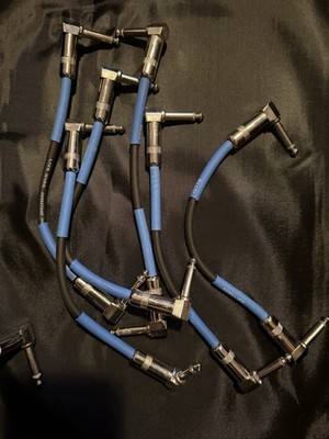 6 AIDBLL Shielded 1/4'' Right-Angle Instrument Patch Cables Blue Black AI06LL