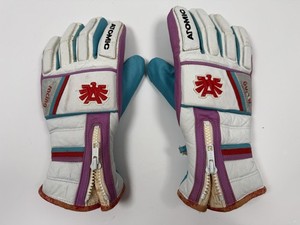 Vintage Atomic Racing Ski Gloves Womens Multicolor Leather Retro Snow