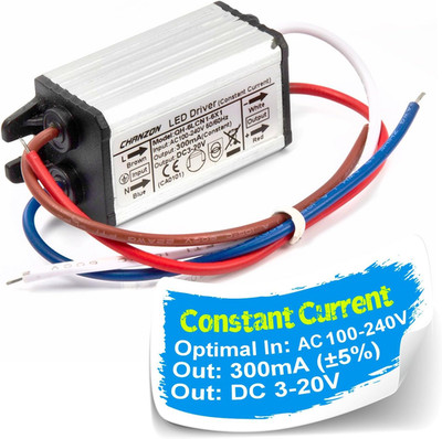 300mA LED Driver Constant Current 3-20V IP67 Waterproof AC-DC Power Supply 1-6W