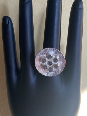Gepunzt 2014 Sterlingsilber Mondstein besetzt Schild Stil Ring Größe P