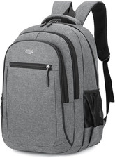 Business Travel Laptop Backpack Gray Multi-Pocket Design Waterproof Large Capaci