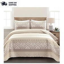King Size Boho Stripe Reversible Quilt Set - 3-Piece Colorful Bedding Ensemble