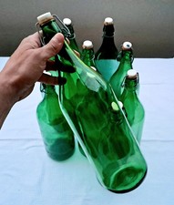 Lotto 8pz BOTTIGLIE BOTTIGLIONI VETRO VERDE ACQUA VINO 2 LITRI + TAPPI OMAGGIO