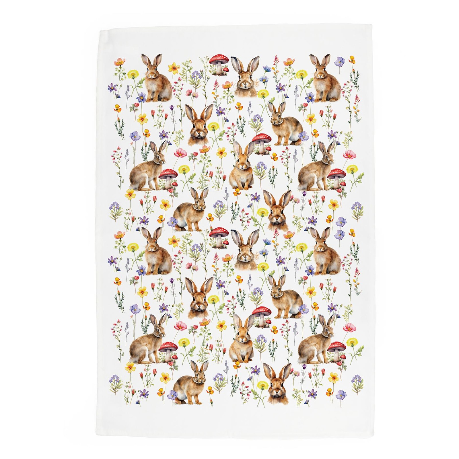 Wild Rabbits Tea Towel - Kitchen Towel/Drying Cloth Gifts for Animal Lovers