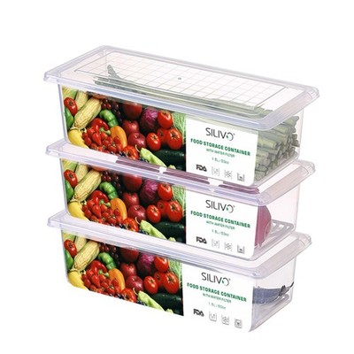 SILIVO Fruit Storage Containers for Fridge (3 3 x 1.5 Liter, Transparent