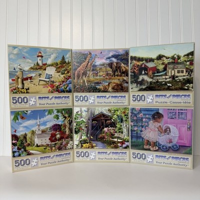 Bits And Pieces 500 Piece Puzzles Large Lot Of 6 All 100% Complete