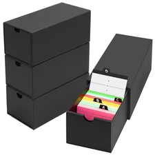 Index Box Box A8, 4 Flashcards Box Black, Holds 4000+ Flashcards for Sz...