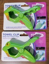 nwt O2COOL green Frog Towel Clips, set of 2, beach poolside boat, lounge chair