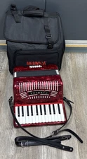 Mint Hohner Hohnica 1303 Beginner 12 Bass Accordion Red Pearl  2 sets of Reeds