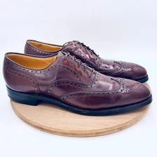 Johnston & Murphy Aristocraft Shoes Mens 12 AAA Brown Leather Wingtip Oxfords