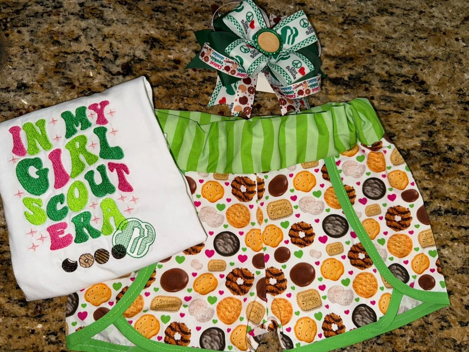 In My Girl Scout Era Girls Handmade Embroidery Tshirt And Custom GS Shorts - Image 2 of 4