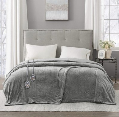 Beautyrest Heated Electric for Cold Weather-Auto Shut Off-Grey Queen 90  X 84 