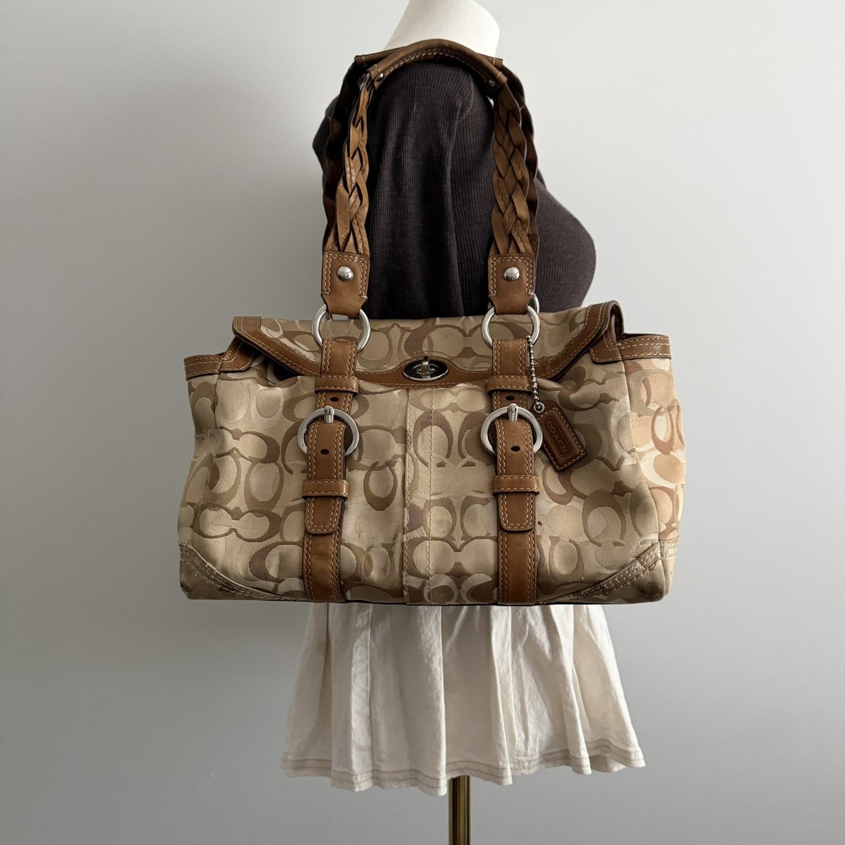 VTG Coach Chelsea Optic Signature Turn Lock Satchel 10995 Large