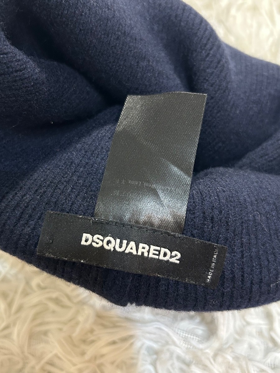 Dsquared2 Beanie Wool Blue Hat Embroidered Logo Canada Luxury Heavy View 5