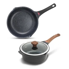 Nonstick Sauce Pan & Skillet with Lids, 4QT Sauce Pot & 12.5 IN Deep Fry Pan,...