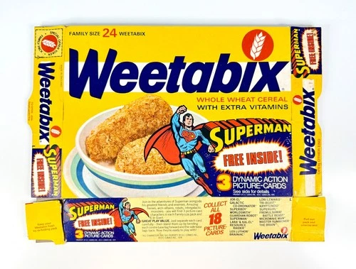Vintage 1978 Weetabix Cereal Box Superman Picture Cards/Cut-out DC Comic Book