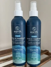 (2 pack) earth Clean Beauty 7-in-1 Leave-In Treatment with Hyaluronic Acid, 6 fl