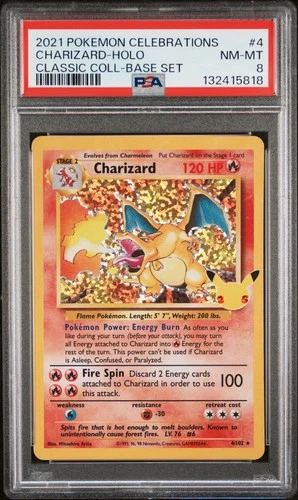 2021 POKEMON CELEBRATIONS CLASSIC COLLECTION #4 CHARIZARD-HOLO PSA 8