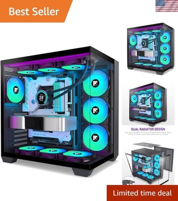F600 ATX Mid-Tower Case with 7 ARGB Fans - Optimal Cooling for Gamers & Creators