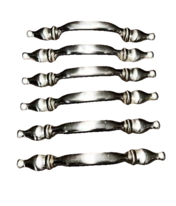 Lote 6 puxadores de gaveta de porta de armário 3” largura do furo níquel escovado 5” vintage - Imagem 4 de 4