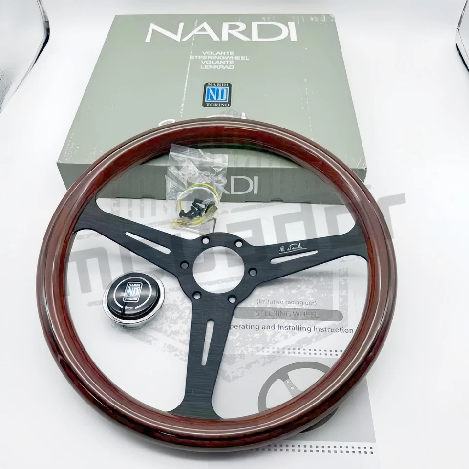 NARDI Classic 350mm Steering Wheel Mahogany Wood with Black Finish Foto 3 de 4