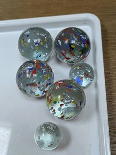 6 X Vintage Confetti Glass Marbles