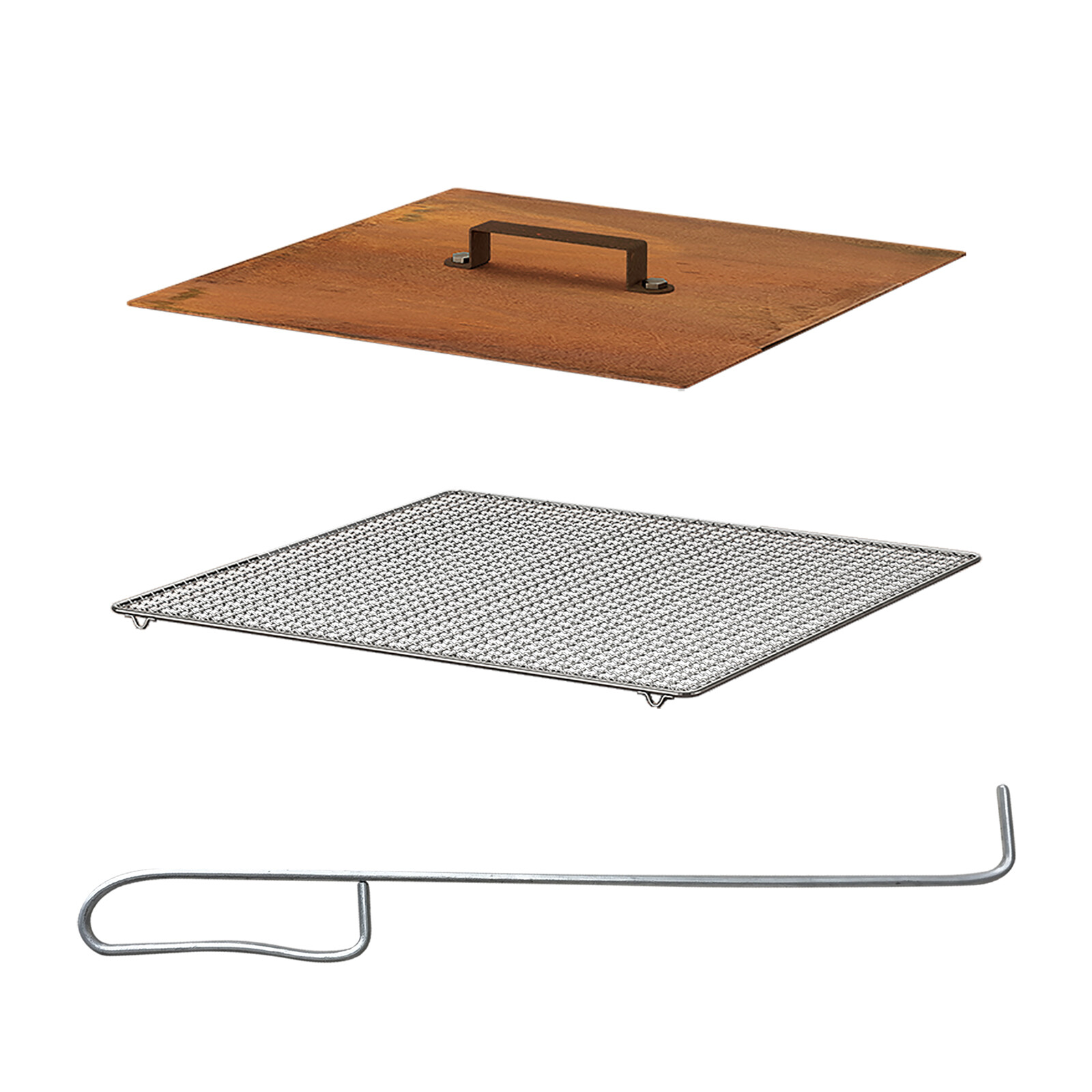 Outdoor Firepit Accessory Package Grill Lid Poker Garden Patio Portable