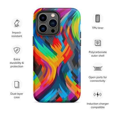 Tough Case for iPhone - Colorful Wavy Line Pattern