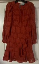 Skies Are Blue Ruffled Lace Overlay Embroidery Floral Size S Long Sleeve Dress