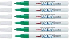 Uni-Paint 63704 PX-21 Oil-Based Permanent Marker, Fine Line, Green, 6-Pack