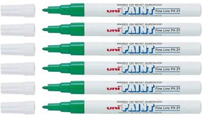 Uni-Paint 63704 PX-21 Oil-Based Permanent Marker, Fine Line, Green, 6-Pack