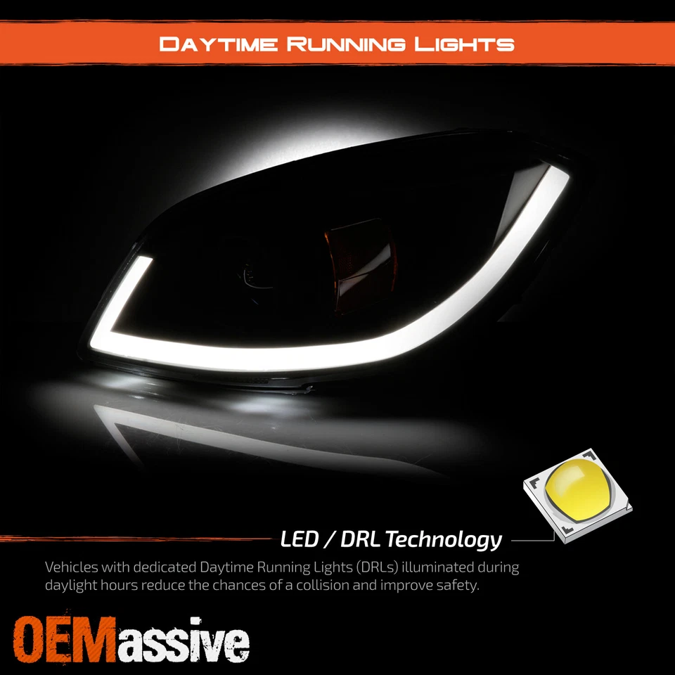 For 05-10 Cobalt 05-06 Pontiac Pursuit LED Light Bar Projector Black Headlights — 第 4/4 张图片