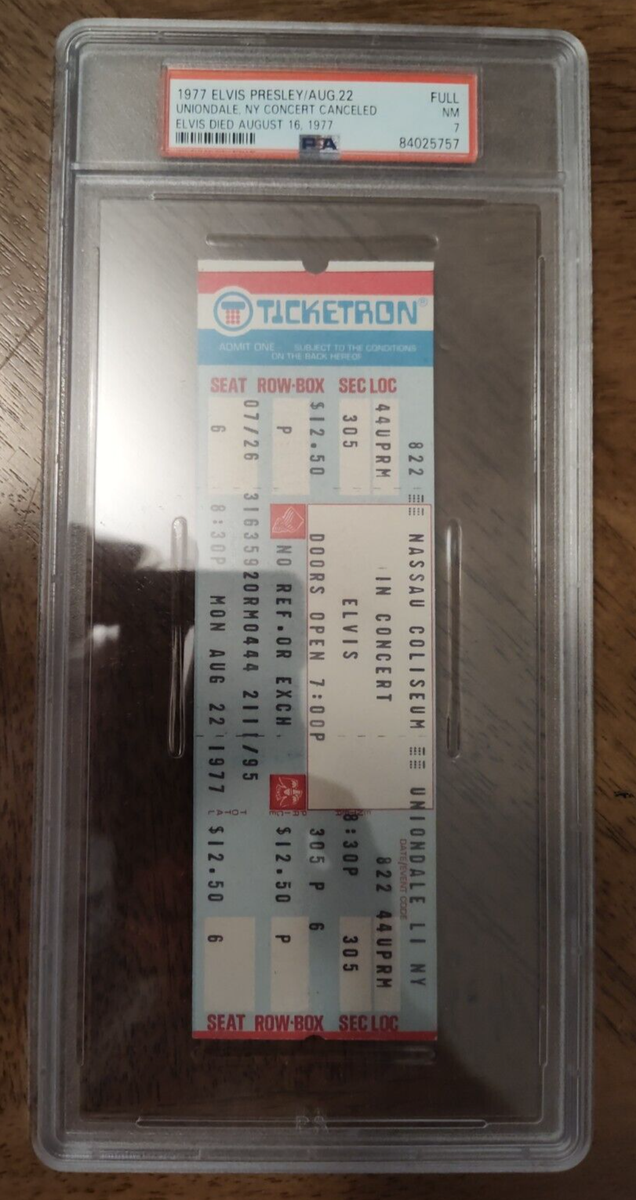 ELVIS PRESLEY 08/22/1977 (DIED 8/16) UNUSED NASSAU COLISEUM