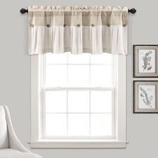 Lush Decor Linen Button Farmhouse Window Curtain Valance, 84"x18", Linen, New L2